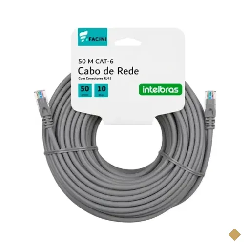 Cabo De Rede Efacini Cinza Cat6 Intelbras 100% Cobre, Anatel 50 Metros