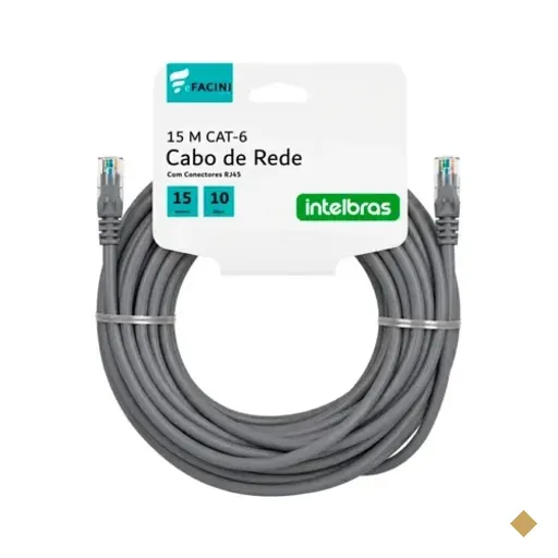Cabo De Rede Efacini Cinza Cat6 Intelbras 100% Cobre, Anatel 15 Metros