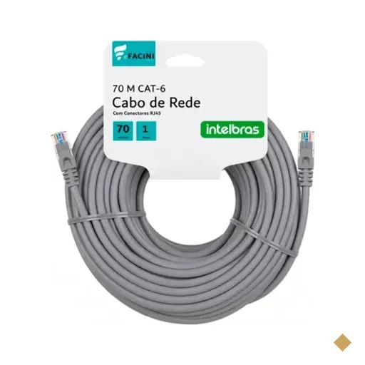 Cabo De Rede Efacini Cinza Cat6 Intelbras 100% Cobre, Anatel 70 Metros