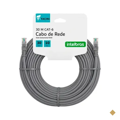 Cabo De Rede Efacini Cinza Cat6 Intelbras 100% Cobre, Anatel 30 Metros