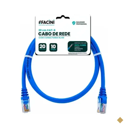 Cabo De Rede Efacini Azul Cat6 Ef-connect 100% Cobre, Anatel 20 Centimetros