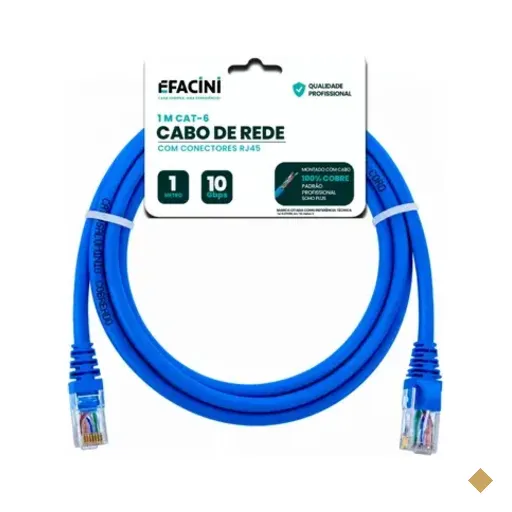 Cabo De Rede Efacini Azul Cat6 Ef-connect 100% Cobre, Anatel 1 Metro