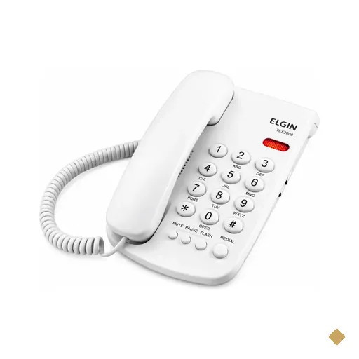 Telefone Elgin com Fio TCF 2000, Chave de Bloqueio, Branco - TCF-2000