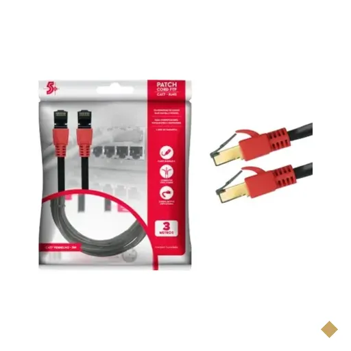Cabo De Rede Blindado Rj45 Cat7 600mhz 10gbps 3 Mts
