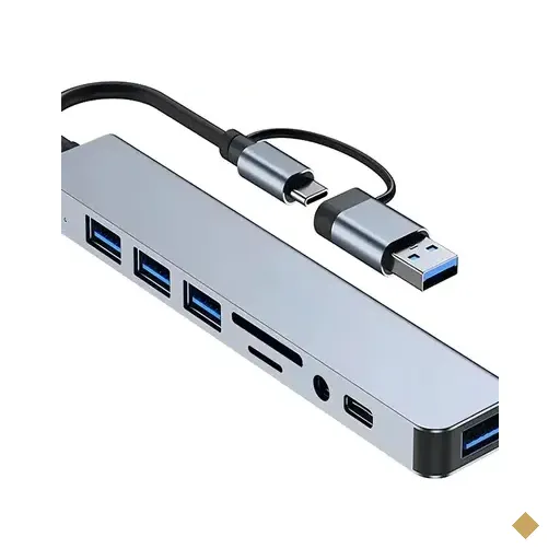 Hub Usb-c 8 Em 1 5gbps Tf+sd Em Alumínio Mst015 - Tomate