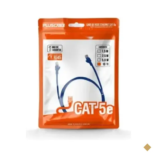 Cabo Rede Patch Cord Cat5 10mts Pluscable Azul