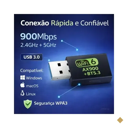Adaptador Usb Wifi 6 Bluetooth 5.3 Alta Velocidade Placa Wi-fi Blueetoth