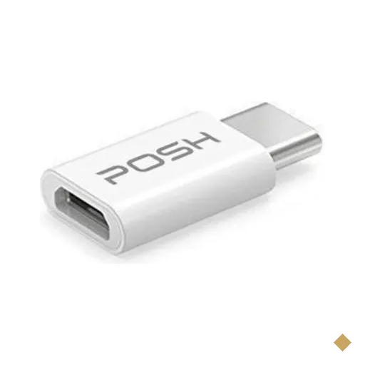 Adaptador Posh Micro Usb Para Usb C Em Abs Para Cabo Usb - Branco