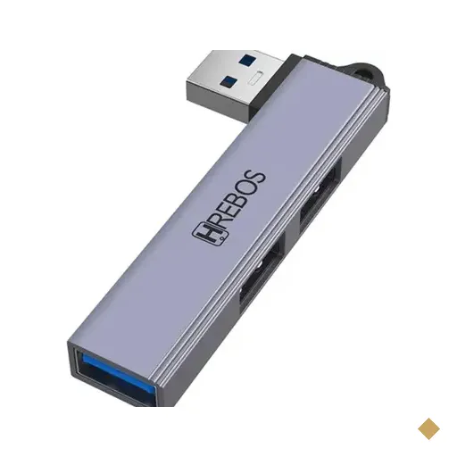Adaptador Hub Usb 3 Em 1 Hrebos Para Conexão Rápida Prateado