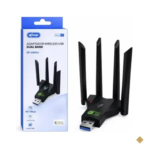 Adaptador Usb Wifi Dual Band 2g/5g Antenas 4dbi Kp-aw164 Knup