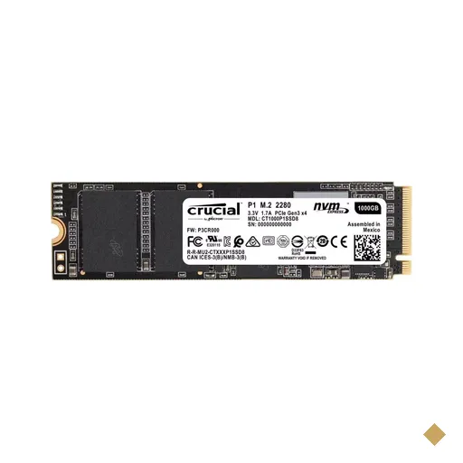 SSD Crucial 1TB P1 3D NAND NVMe PCIe Gen 3 M.2 2280