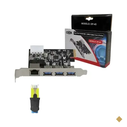 Placa PCi-ex Multiportas Rede Gigabit /1000 3 Portas Usb 3.0