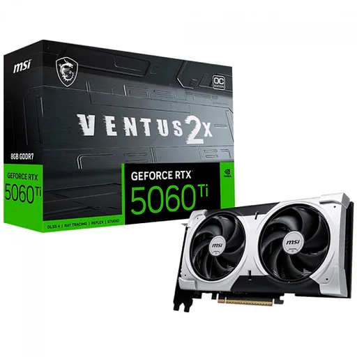 Placa de Vídeo MSI NVIDIA GeForce RTX 5060 Ti Ventus 2X OC, 8GB, GDDR7, DLSS…