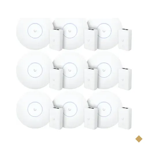 9 Roteadores Wi-fi 6 Access Point 3.0 Gbps + 9 Injetores Poe+ | 9 U6+ Ubiquiti…