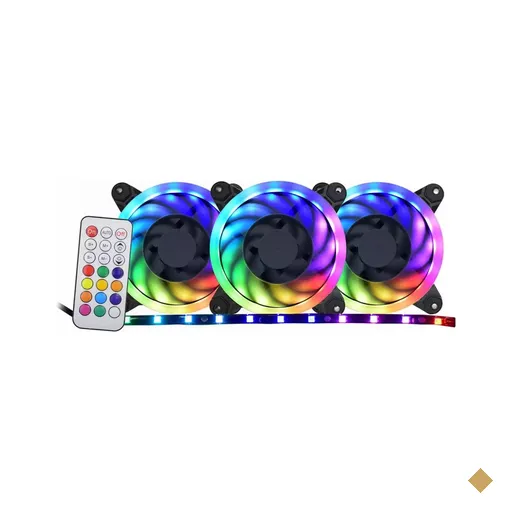 Kit Fan Cooler K-MEX 120mm LED RGB Rainbow Ring AF-X1225 c/ 3 fans + Fita Led +…