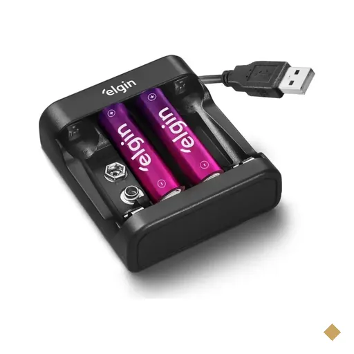 Carregador de Pilhas AA/AAA e Bateria 9V USB Bivolt - Elgin