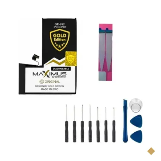 Kit Reparação De Bateria Gold Compatível Iphone 15 Pro 100%