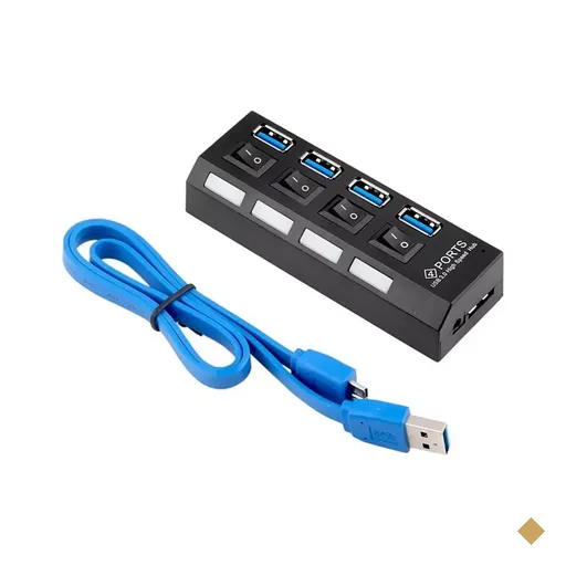 HUB MD9 4 Portas USB 3.0, com Interruptor Energia + Cabo