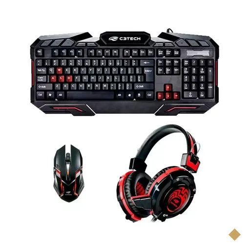 Kit Gamer C3tech GK-100BK (Teclado/Mouse/Headset) USB Preto
