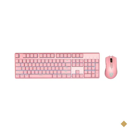 Kit Teclado Mecânico e Mouse Motospeed CK700 Combo Rosa