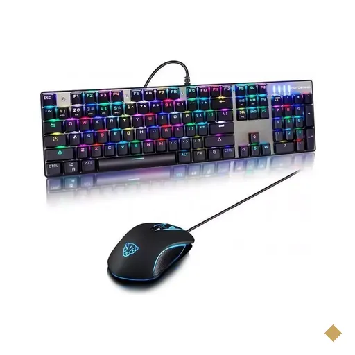 Kit Teclado Mecânico e Mouse Motospeed CK888 Combo RGB Preto/Prata