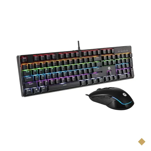 Kit Teclado Mecânico RGB e Mouse HP RGB GM200 Preto
