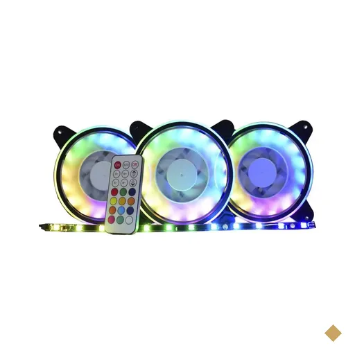 Kit Fan Cooler K-MEX 120mm LED RGB Rainbow Slim Ring AF-Y1225 c/ 3 fans + Fita…