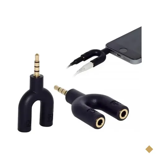 Adaptador Conversor 2 P2 (F) - Áudio e Fone - x P3 (M) - MD9