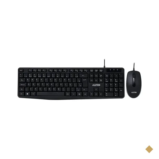 Kit Teclado e Mouse Alltek, USB, com fio, Preto