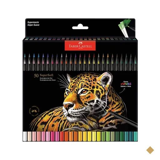 Lápis De Cor redondo Supersoft, 50 Cores, Faber-Castell - ET 50 UN
