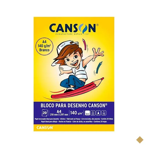Bloco de desenho A4, Branco 140g, Canson - BL 20 FL