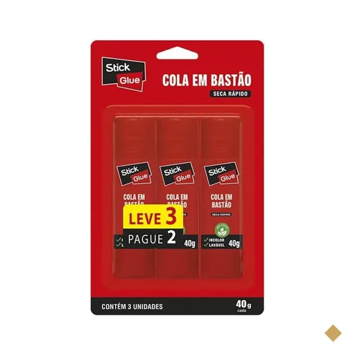 Cola em Bastão 40g, Leve 3 Pague 2, Stick Glue - BT 3 UN