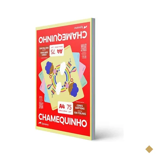 Papel Sulfite Chamequinho A4, 75g com 4 Cores (Amarelo, Azul, Rosa e Verde)…