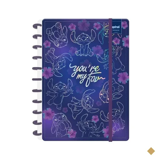 Caderno de Disco Disney Stitch Grande (200×275 mm) com 80 Folhas Pautadas…