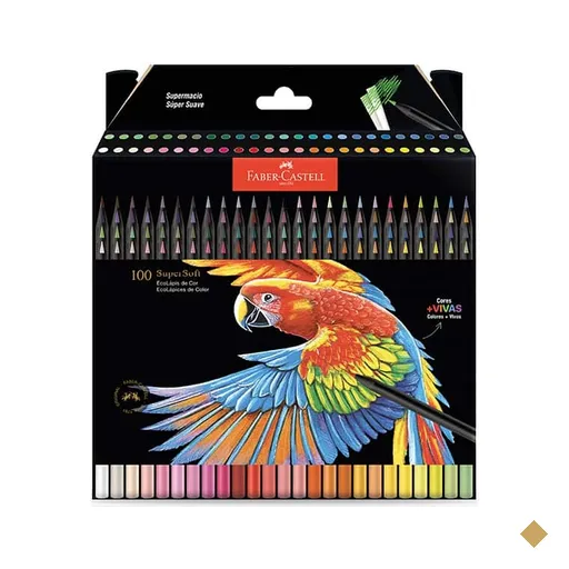 Lápis De Cor redondo Supersoft, 100 Cores, Faber-Castell - ET 100 UN