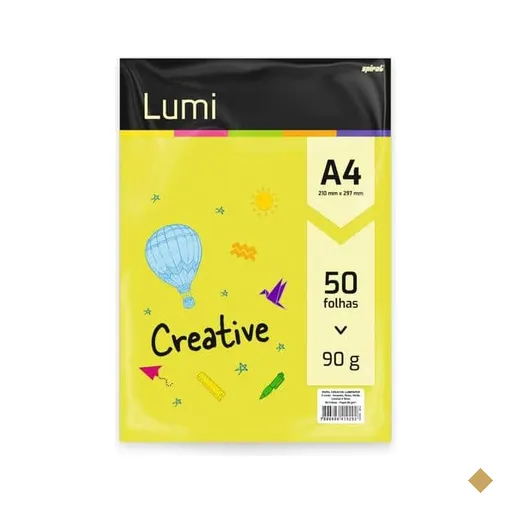 Papel Creative Colorido A4 (210x297mm) 90g, 5 Cores, 50 Folhas, Spiral Lumi -…