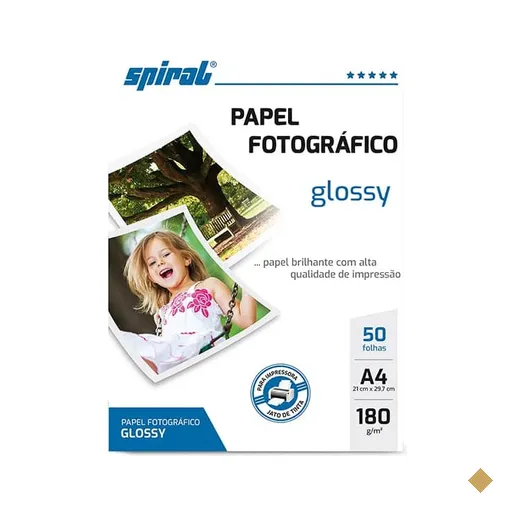 Papel fotográfico A4, 180g, glossy paper, G180-50, Spiral - PT 50 FL