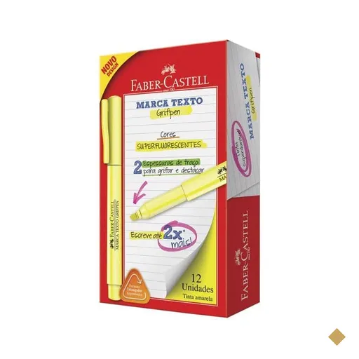 Marca Texto Grifpen, Amarelo, 12 Unidades, Faber-Castell - CX 12 UN