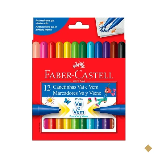 Canetinha Vai e Vem 12 cores Faber-Castell PT 1 UN