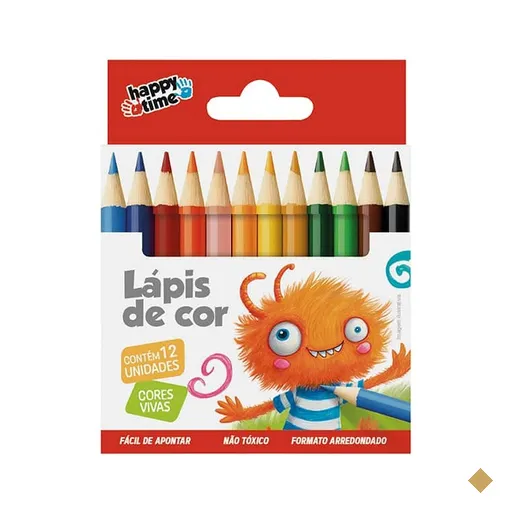 Lápis de Cor 12 cores meio lápis redondo HT 11.1702 Happy-time ET 12 UN