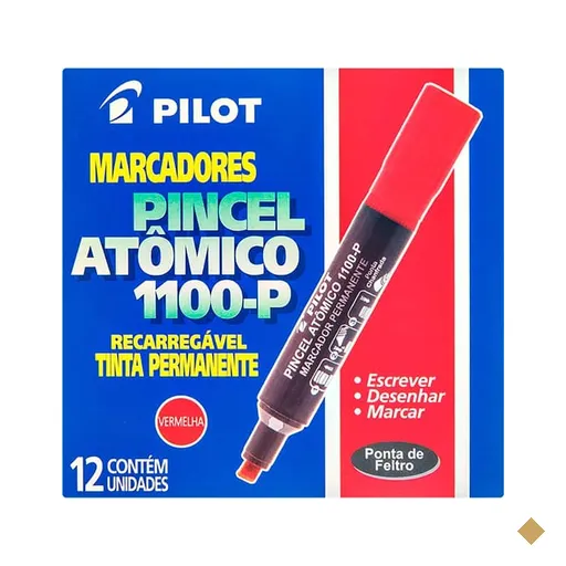 Pincel marcador atômico vermelho 1.100-p Pilot CX 12 UN