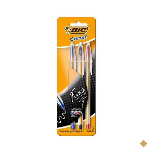 Caneta Esferográfica BIC Escrita Fina Cristal 3 Cores, azul, preta e vermelha…