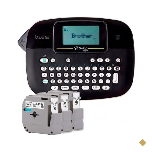 Rotulador eletrônico portátil com 3 fitas, Preto, PTM95BKBP, Brother - CX 1 UN