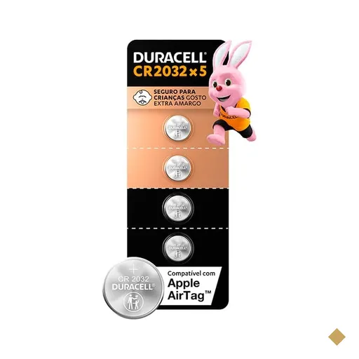 Pilha Moeda de Lítio Duracell CR2032 - 3 volts - BT 5 UN