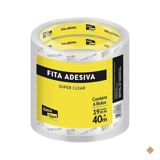 Fita Adesiva PP Transparente Super Clear, 19mm x 40m, Stick Tape PT 6 UN