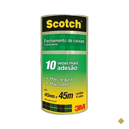 Fita Adesiva de Empacotamento Transparente Scotch 5802 - 45 mm x 45 m - PT 4 UN