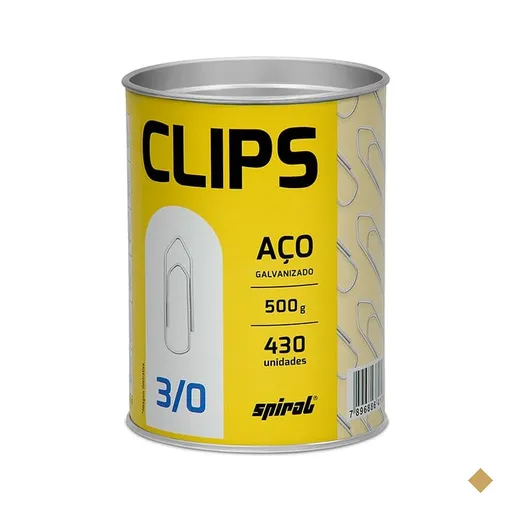 Clips número 3/0 Galvanizado, Lata 500g, Spiral - PT 1 UN