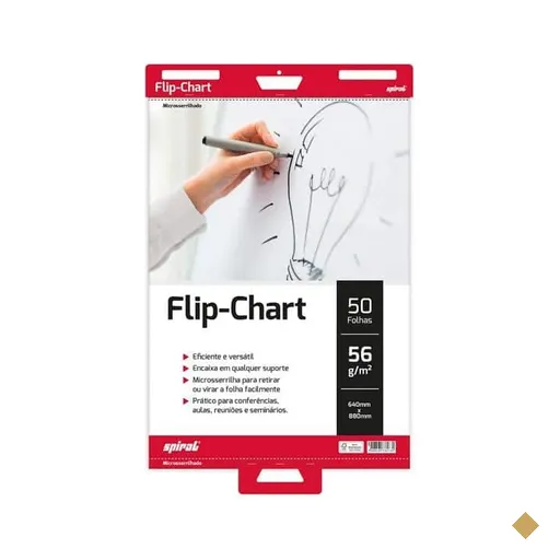 Bloco flip chart, 640 x 880mm, 56g, 50 folhas, Branco, 61731, Spiral - PT 1 UN