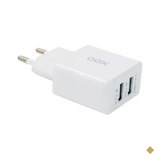 OEX Carregador De Tomada USB Duo CG201 Branco