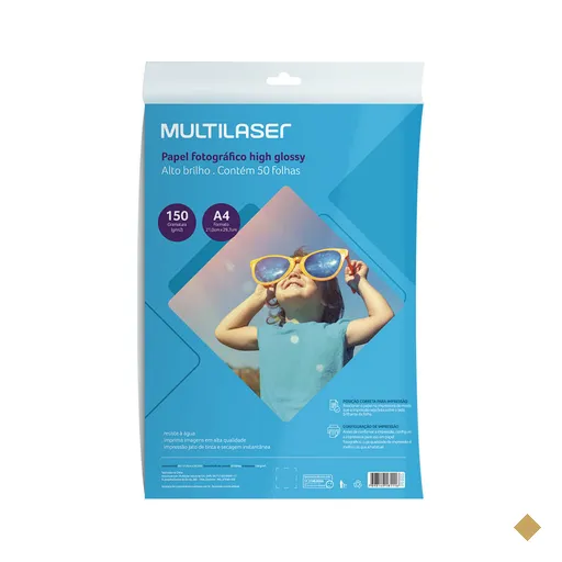 Papel Fotográfico Glossy A4 150g 50 Folhas - PE003